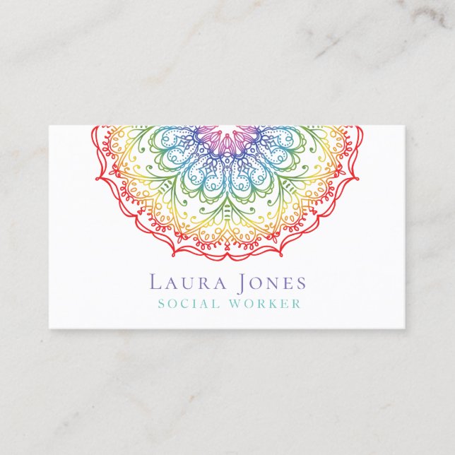 Carte De Visite Rainbow Ombre Gradation Mandala Ladies Stylist (Devant)
