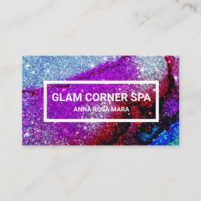 Carte De Visite *~* Rainbow Parties scintillant Glitz Glam Luxe Be (Devant)