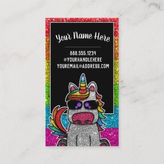 Carte De Visite Rainbow Parties scintillant Unicorn Professionnel