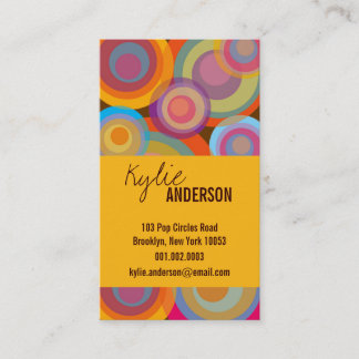 Carte De Visite Rainbow Pop Cercles Coloré Retro Fun Super Chic