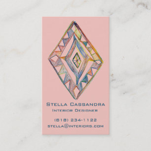 Carte De Visite Rainbow prisme vertical créatif rose géométrique