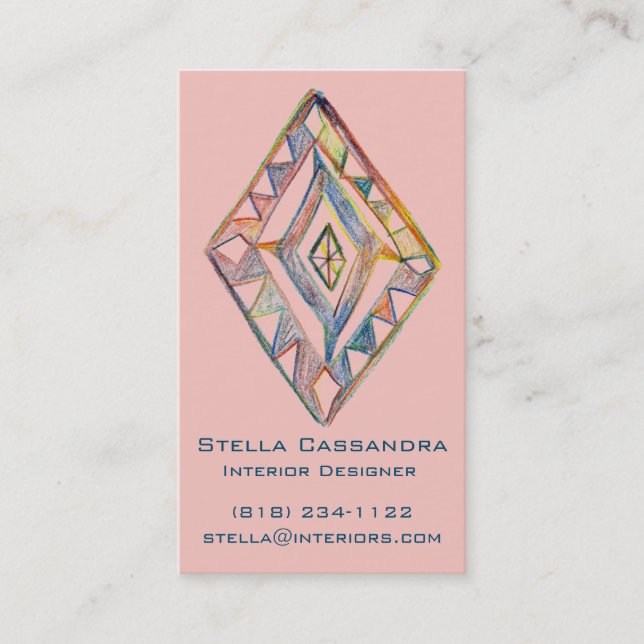 Carte De Visite Rainbow prisme vertical créatif rose géométrique (Devant)