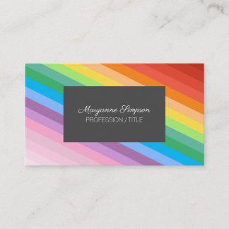Carte De Visite Rainbow Stripes Personnaliser l'ajout de nom Abstr