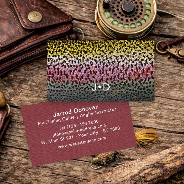Carte De Visite Rainbow Trout Fly Fishing Instructor Outdoor Guide (Créateur téléchargé)