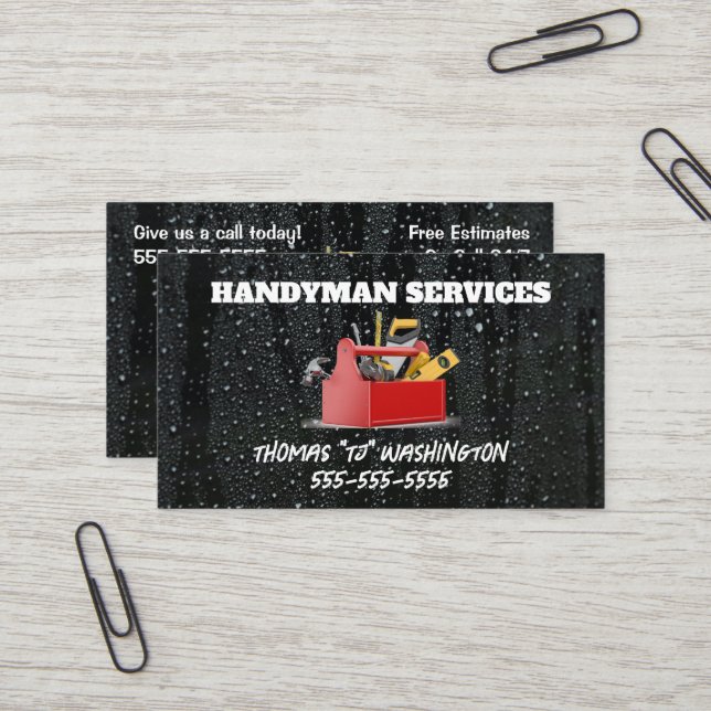 Carte de visite Raindrop Handyman (Devant/Arrière en situation)