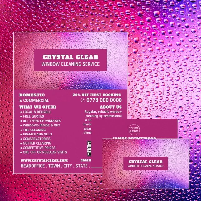 Carte De Visite Raindrops, Nettoyeur De Fenêtres, Service De Netto (Créateur téléchargé)