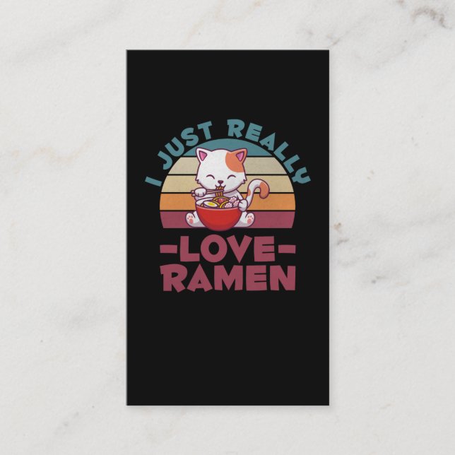 Carte De Visite Ramen Lover Cute Cat Manger Des Nouilles Japonaise (Devant)