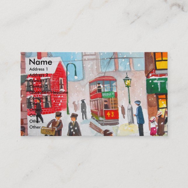 Carte De Visite Ramoneurs d'hiver de scène de neige peignant G (Devant)