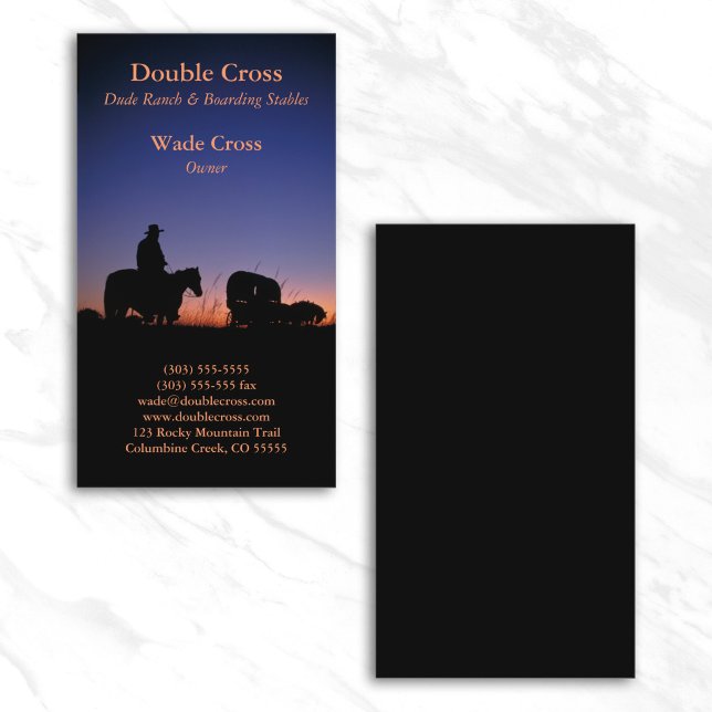 Carte De Visite Ranch de photo de coucher de soleil occidental (Western Sunset Photo Dude Ranch Business Card)