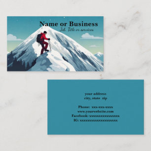 Carte De Visite Randonneur au sommet de la montagne enneigée