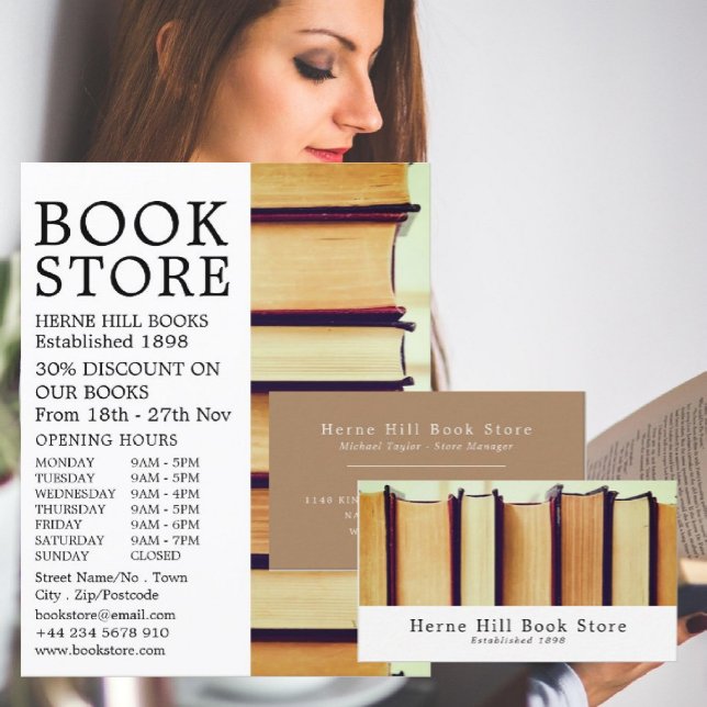 Carte De Visite Rangée de livres anciens, Boutique (Créateur téléchargé)
