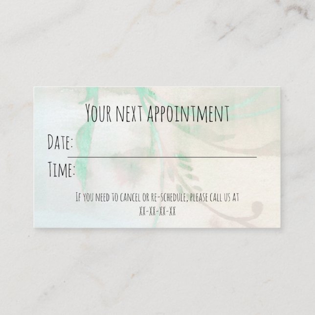 Carte De Visite Rappel de nomination (Dos)
