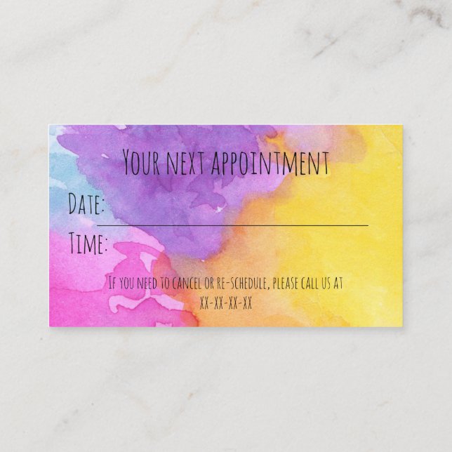 Carte De Visite Rappel de nomination (Dos)