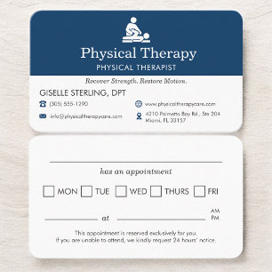 Carte De Visite Rappel de planification de kinésithérapeute
