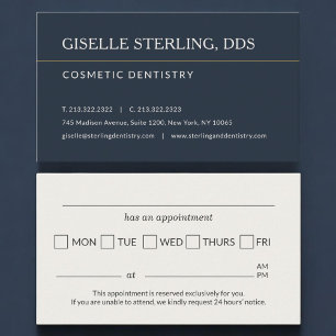 Carte De Visite Rappel de rendez-vous au cabinet de dentisterie es