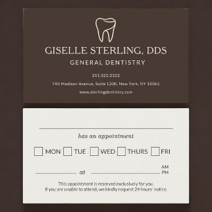 Carte De Visite Rappel de rendez-vous au cabinet dentaire Brown