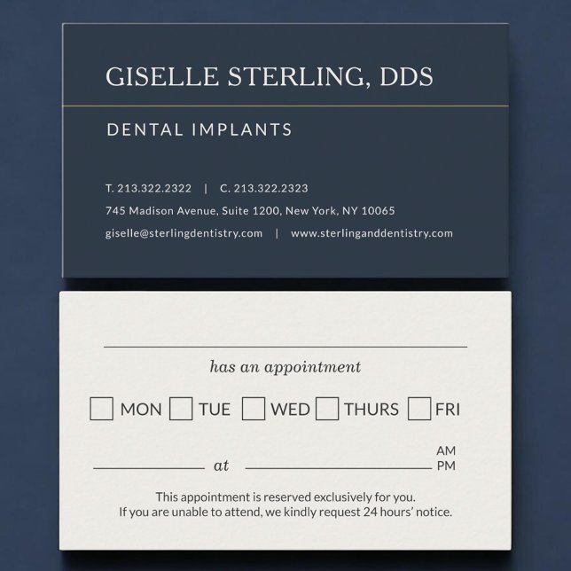 Carte De Visite Rappel de rendez-vous au cabinet pour implants den (Créateur téléchargé)