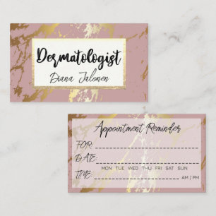 Carte De Visite Rappel de rendez-vous chez le dermatologue Rose Ma
