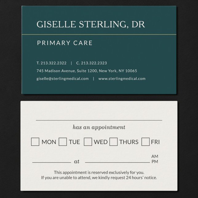 Carte De Visite Rappel de rendez-vous de bureau de docteur sarcell (Créateur téléchargé)