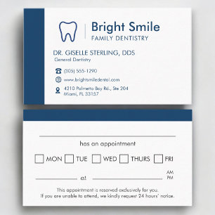 Carte De Visite Rappel de rendez-vous de dentisterie dentaire