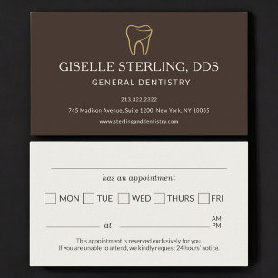 Carte De Visite Rappel de rendez-vous de dentisterie minimal