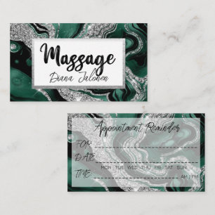 Carte De Visite Rappel de rendez-vous de massage Marbre Vert Arge