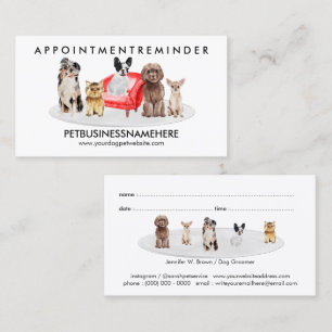 Carte De Visite Rappel de rendez-vous de toilettage de chien migno