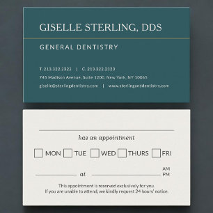 Carte De Visite Rappel de rendez-vous dentaire chez le dentiste