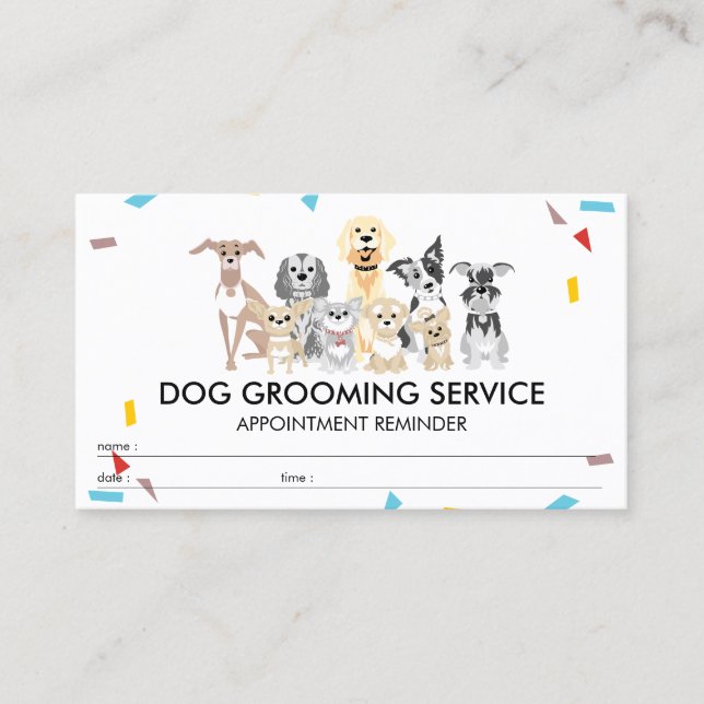Carte De Visite Rappel de rendez-vous Dogs Confetti (Devant)