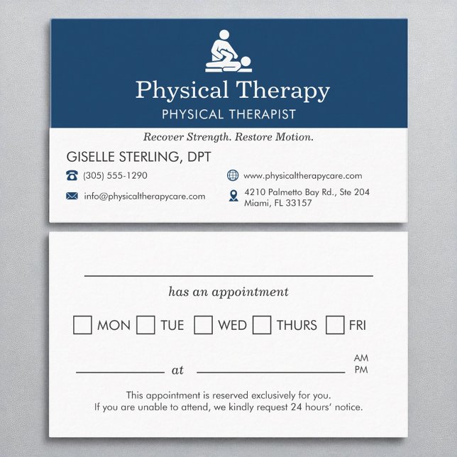 Carte De Visite Rappel de rendez-vous du bureau de la physiothérap (Créateur téléchargé)