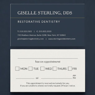 Carte De Visite Rappel de rendez-vous pour cabinet de dentisterie 
