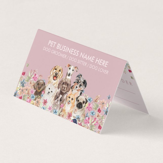 Carte De Visite Rappel de rendez-vous pour chiens Fleurs de fidéli (Devant)