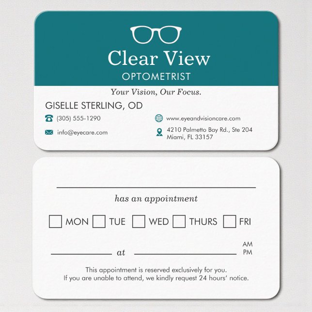 Carte De Visite Rappel de rendez-vous pour les lunettes (Créateur téléchargé)