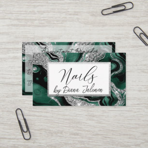 Carte De Visite Rappel de rendez-vous pour les ongles Marbre Vert