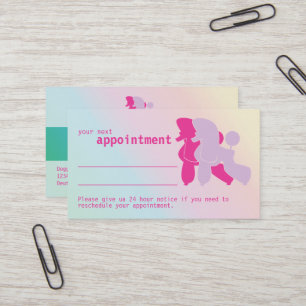Carte De Visite Rappel de rendez-vous pour Poodle Rose et Pink  En