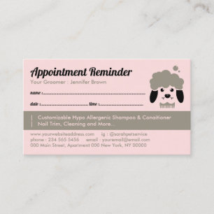 Carte De Visite Rappel de rendez-vous pour salon de bain pour anim