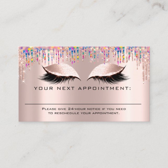 Carte De Visite Rappel de rendez-vous Rose Parties scintillant Uni (Devant)