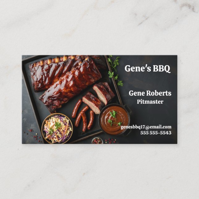 Carte De Visite Raquettes de côtes barbecues avec liens chauds (Devant)