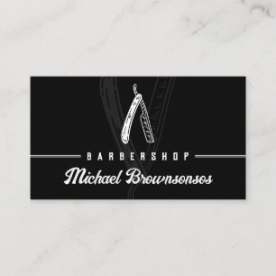 Carte De Visite Raseur minimaliste moderne noir barbier