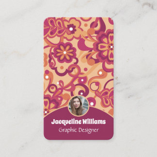 Carte De Visite Raspberry Groovy Psychedelic 60s 70s Floral II