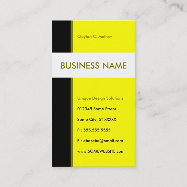 Carte De Visite rationalisation jaune (Devant)