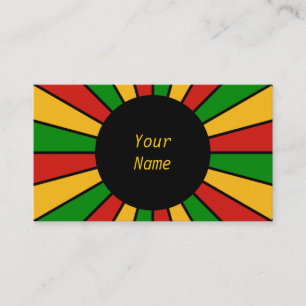 Carte De Visite RAYONS DE BOUTON DE DRAPEAU DE RASTAFARI + votre