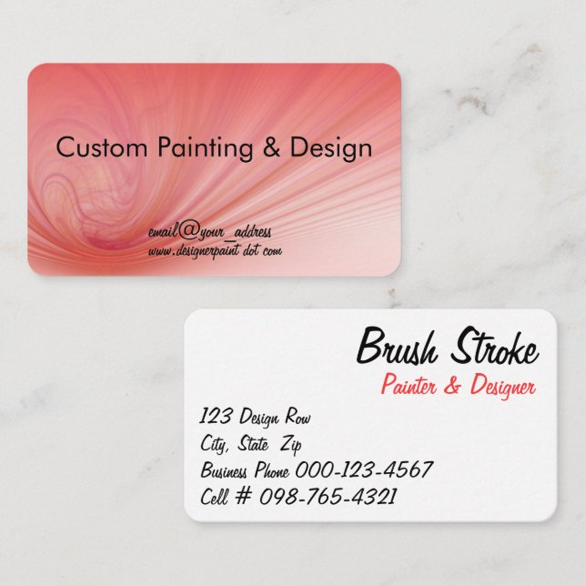 Carte De Visite Rayons saumons Et Rouges (Devant / Derrière)