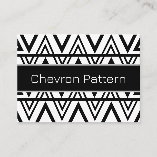 Carte De Visite Rayure Chevron Noir et Blanc Chevron Stripe  (Devant)