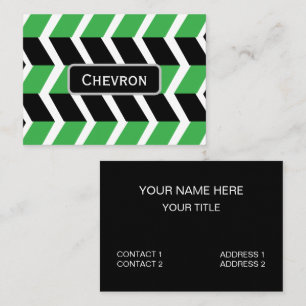 Carte De Visite Rayure Chevron Noir Vert