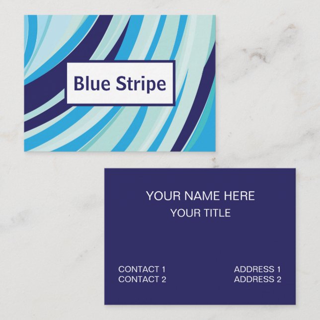 Carte De Visite Rayure diagonale bleue (Devant / Derrière)