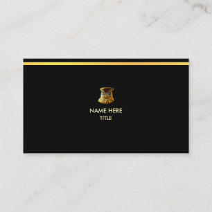 Carte De Visite Rayure dorée élégante sur fond noir