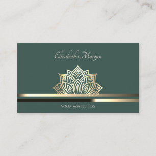 Carte De Visite Rayure verte professionnelle Lotus
