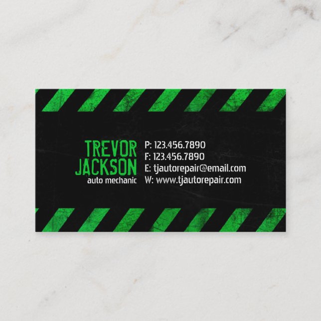 Carte De Visite Rayures de précaution - vert (Devant)