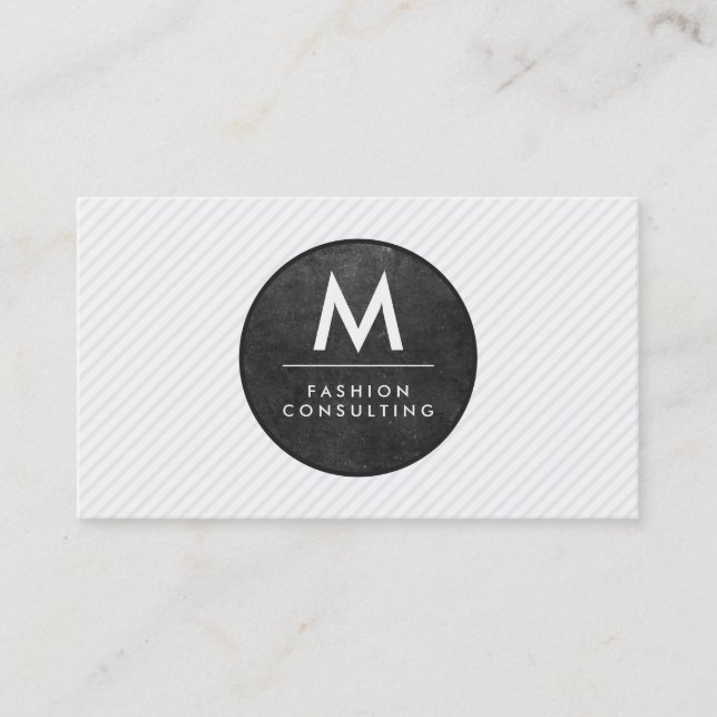 Carte De Visite Rayures de texture d'ardoise moderne monogramme (Devant)